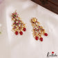 Trendy Floral Motifs Kemp Earrings With Pearl Bead Drops E1211 (Available In 2 Colors)