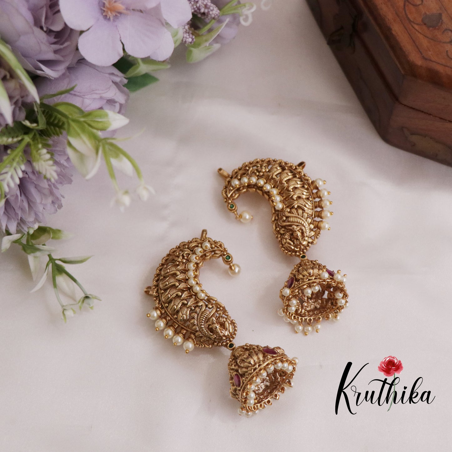 Premium AD Lakshmi Pearl Earcuff with Jhumkas E761