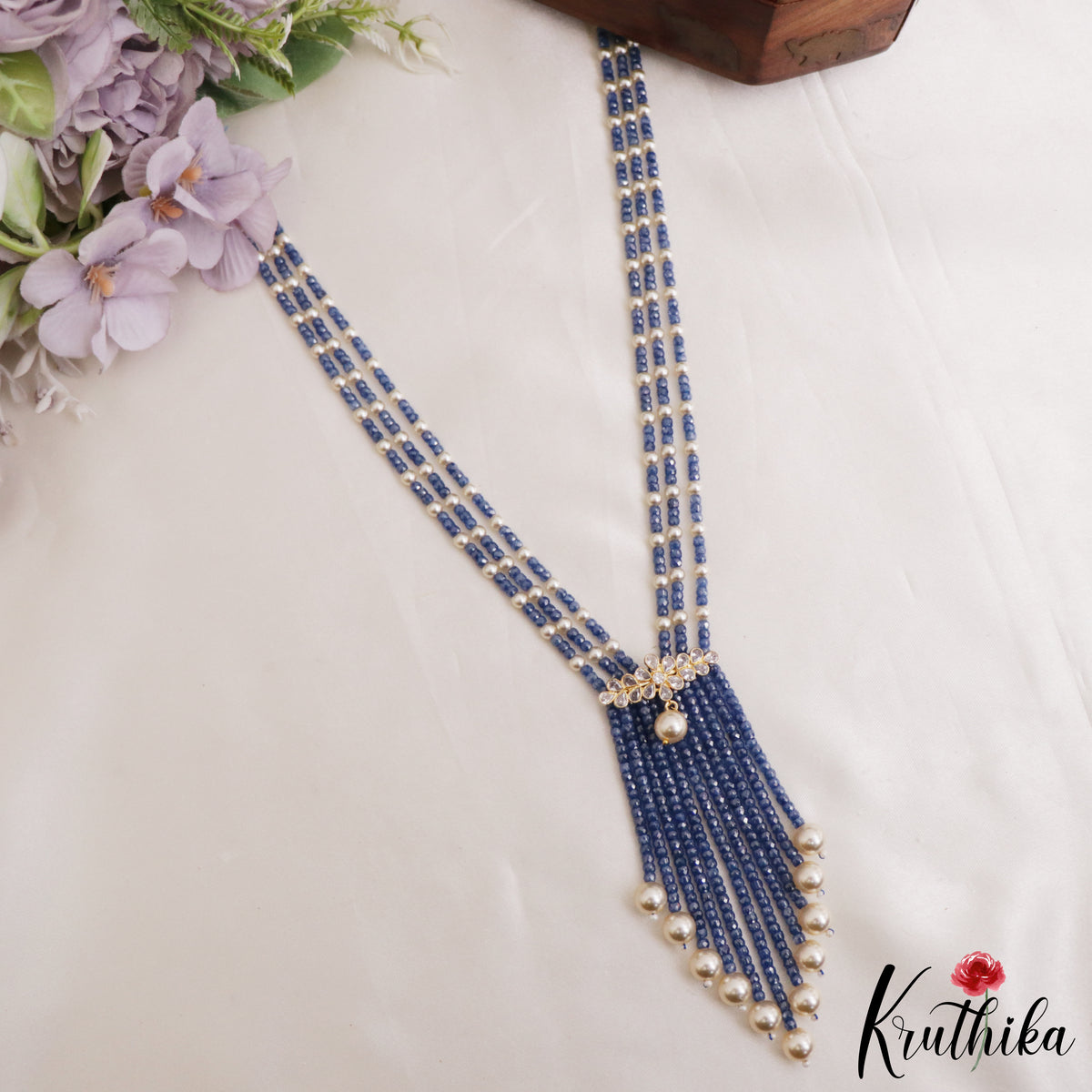 Royal Beaded Layered Necklace with Pearl Drops LH2224
