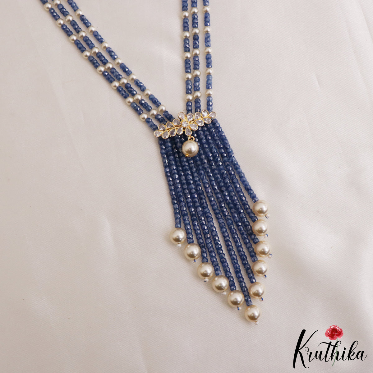 Royal Beaded Layered Necklace with Pearl Drops LH2224