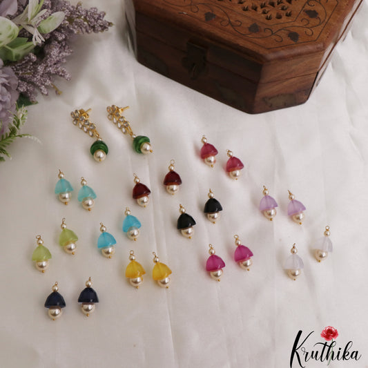 Beautiful CZ Floral Motifs Earrings With Interchangeable Stone Drops E1185