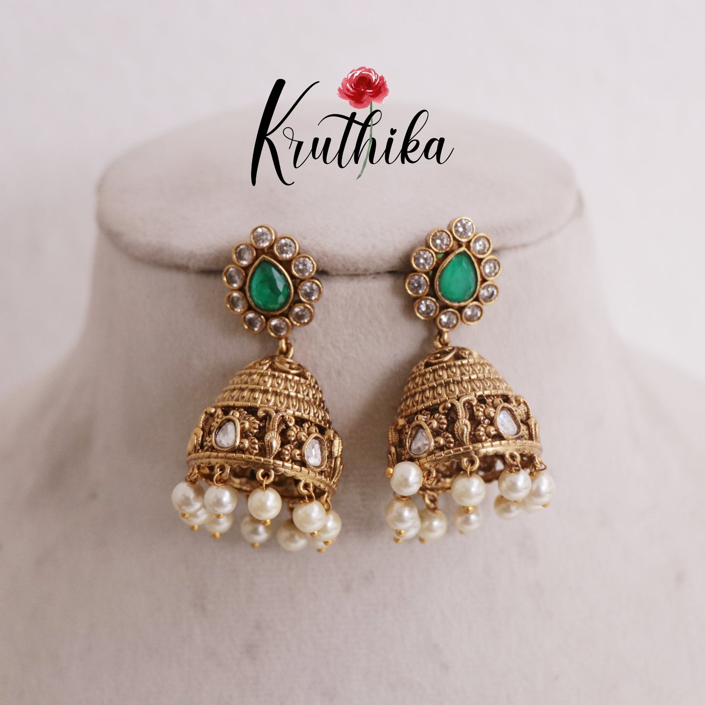 Trendy AD Jhumka with Pearls Drops E755