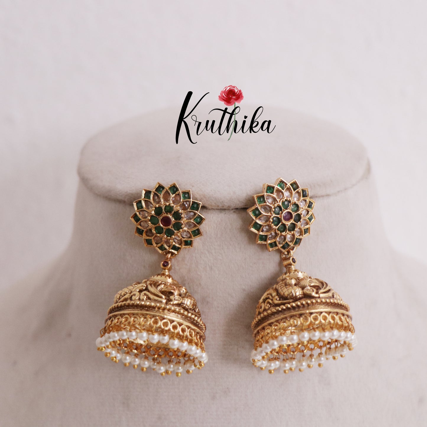 Trendy AD Floral Jhumkas E733