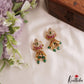 Beautiful Floral Motifs Jhumkas With Bead Drops E1213 (Available In 2 Colors)