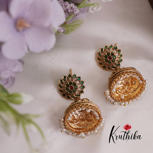 Trendy AD Floral Jhumkas E733