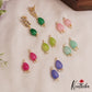 Trendy CZ Floral Motifs Earrings With Interchangeable Stone Drops E1167