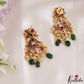 Trendy Floral Motifs Kemp Earrings With Pearl Bead Drops E1211 (Available In 2 Colors)