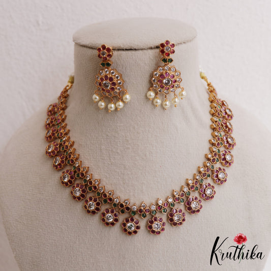 Premium Floral Motifs Jadau Necklace NC3066