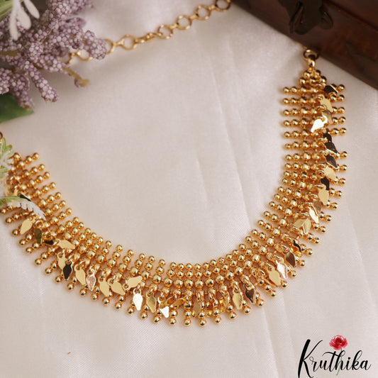 Pretty Gold-Tone Gold Beaded Choker NC3098