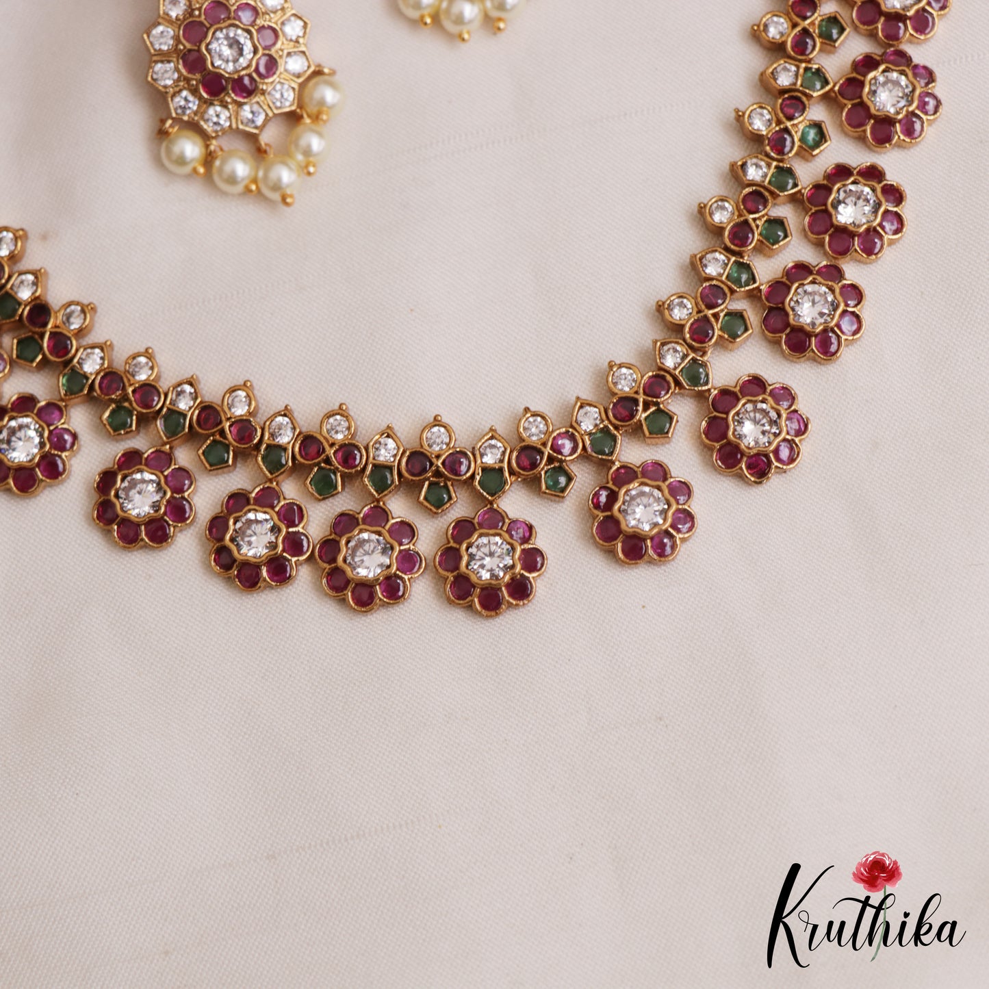 Premium Floral Motifs Jadau Necklace NC3066