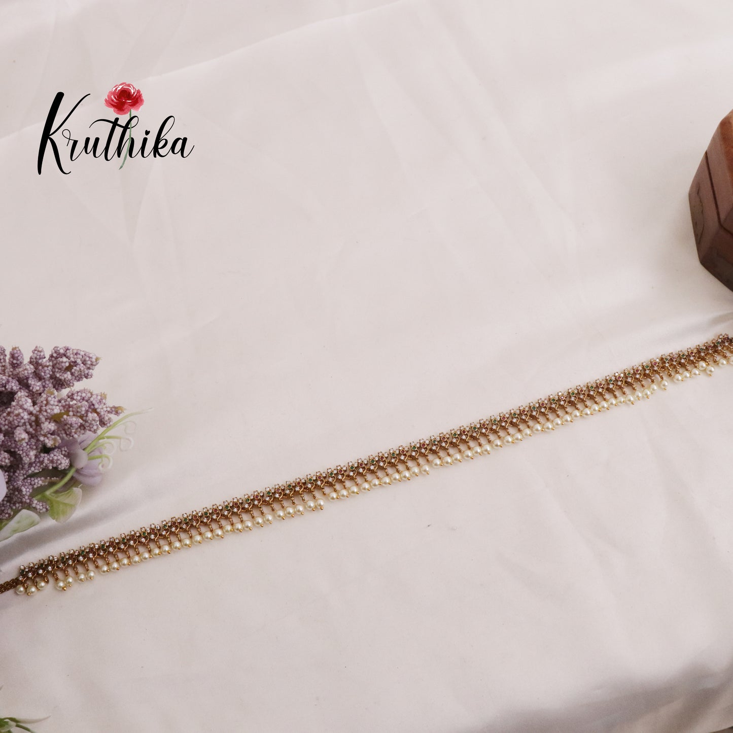 Trendy Kemp Floral Hip Chains with Pearls Drops V298