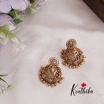 Elegant AD Elephant Jhumka Earrings with Golden Beads Drops E764