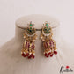 Classic Floral Leaf Motifs Jhumkas With Pearl Bead Drops E1206 (Available In 3 Colors)