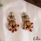 Classic Floral Leaf Motifs Jhumkas With Pearl Bead Drops E1206 (Available In 3 Colors)