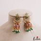 Classic Floral Leaf Motifs Jhumkas With Pearl Bead Drops E1206 (Available In 3 Colors)