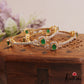 Classic Floral Diamond-Finish Gold-Tone CZ Bangles B549 (Set of 2)|(Available In 2 Colors)