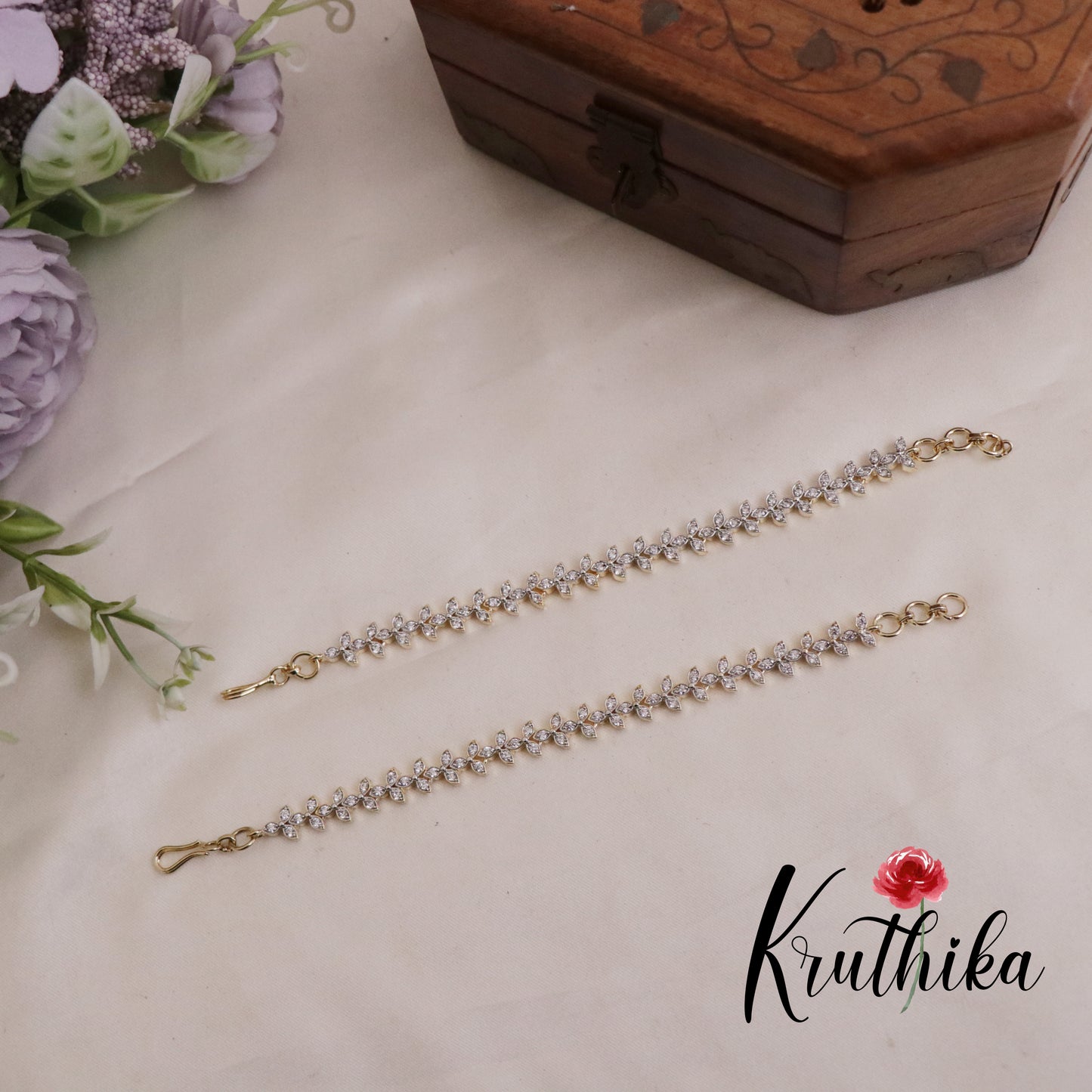 Elegant CZ Sprakling Floral Earchains EC133