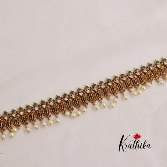 Trendy Kemp Hip Chains with Pearls Drops V294