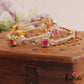 Classic Floral Diamond-Finish Gold-Tone CZ Bangles B549 (Set of 2)|(Available In 2 Colors)