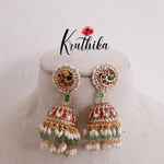 Beautiful Peacock Jadau Jhumkas with Beads Drops E768