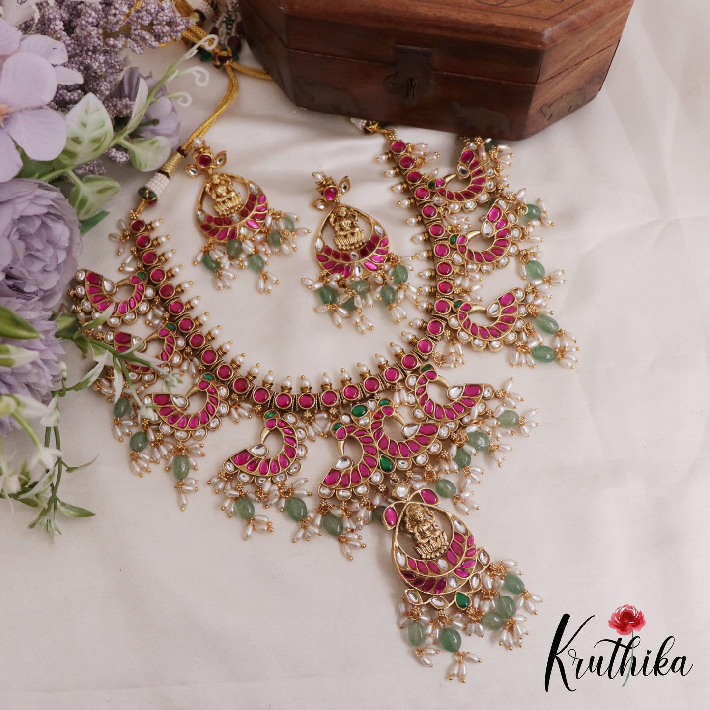 Royal Jadau Lakshmi Peacock Guttapusalu Necklace NC2426