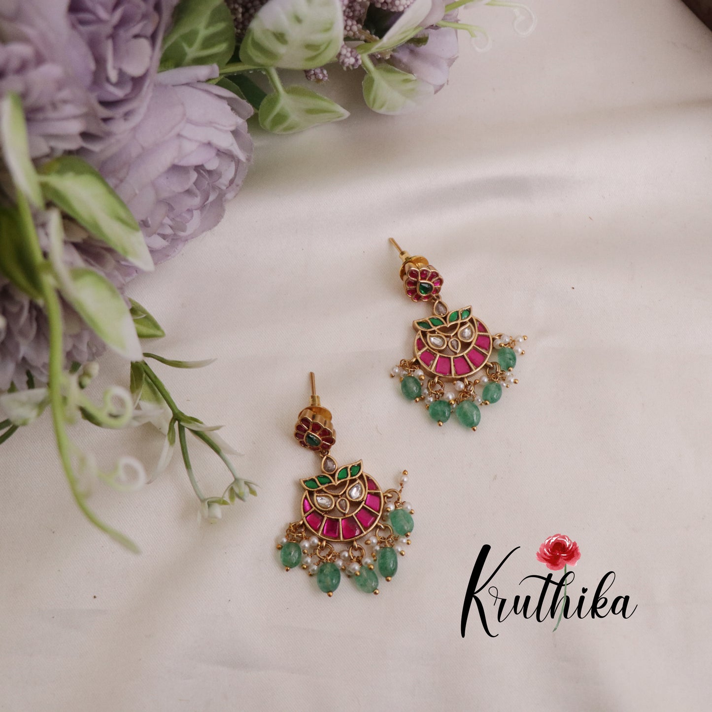 Royal Antique Jadau Bridal Choker with with Emerald Beads Drops NC2372