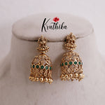 Classic Temple Lakshmi Jhumka with Golden Beads Drops E765