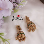 Elegant Lakshmi Jhumkas with Golden Beads Drops E731