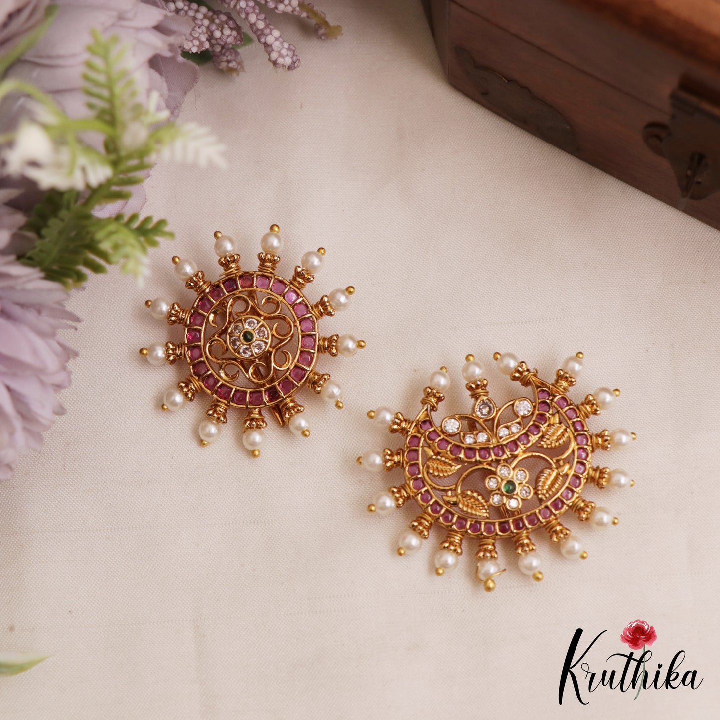 Pretty Floral Leaf Motifs Chandra Surya Kemp Hair Ornaments J399