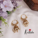 Simple Gold-Toned Bali Jhumka Earrings with Pearl Drops E730