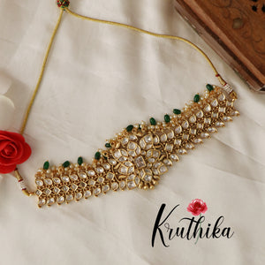 Beautiful AD Kundan Chocker with Green Beads NC1674