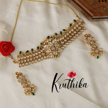 Beautiful AD Kundan Chocker with Green Beads NC1674