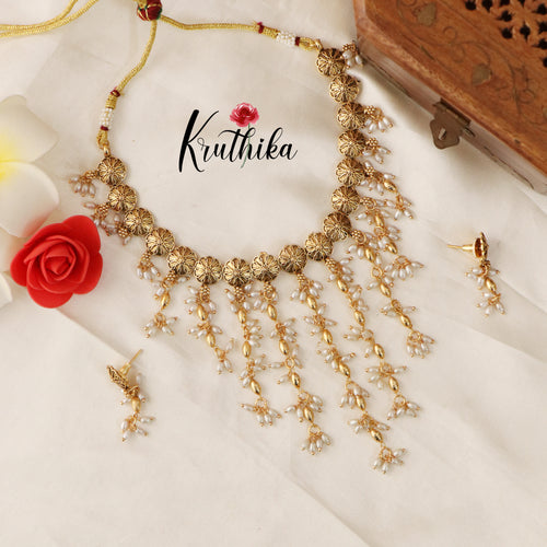 Pretty Antique Necklace Pearls Set NC1407