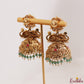 Premium Nagas Temple Jadau Jhumkas with green beads E1245