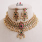 Beautiful Kundan Jadau Choker with Golden Beads Drops NC2374