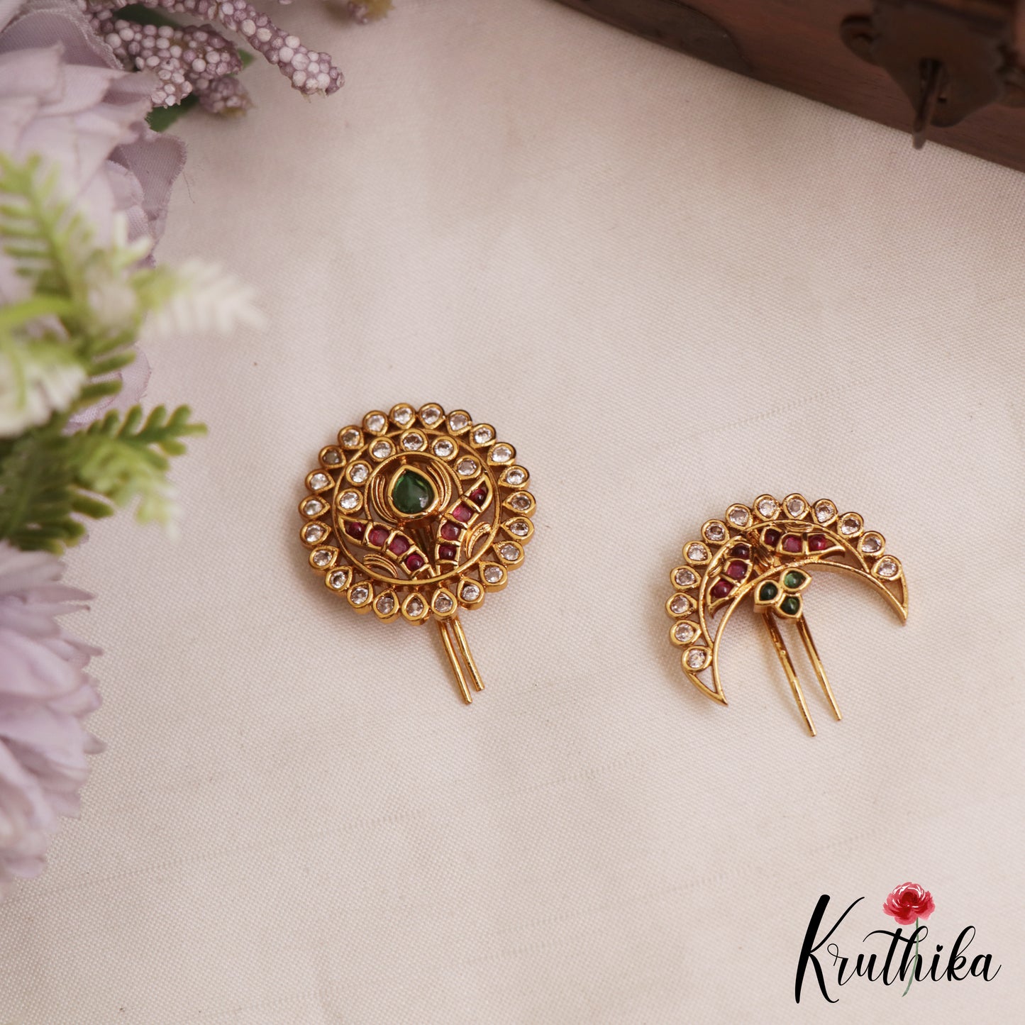 Elegant Floral Motifs Chandra Surya Kemp Hair Ornaments J409