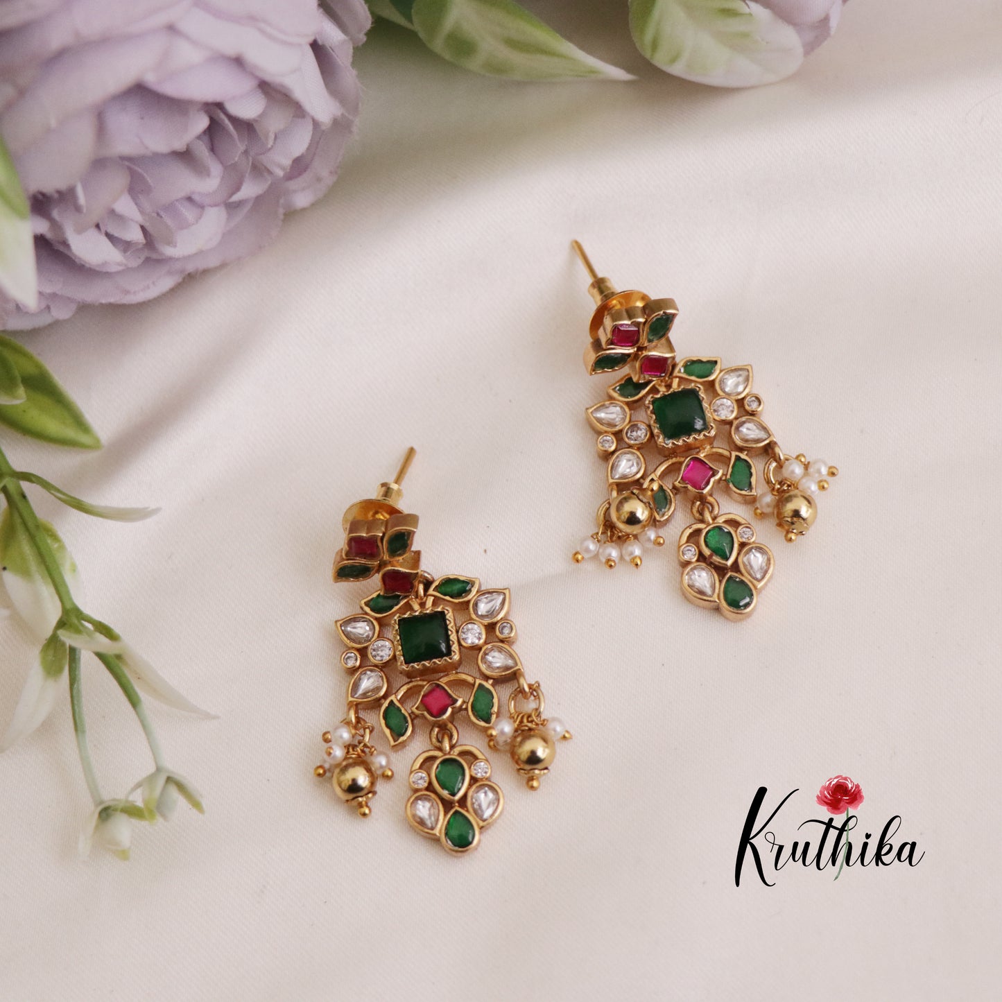 Beautiful Kundan Jadau Choker with Golden Beads Drops NC2374