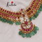 Beautiful Antique Jadau Chandbali Choker with Green Beads Drops NC2380