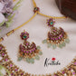 Beautiful Budget Friendly Jadau Floral Necklace with Pastel Green Beads NC2386