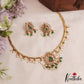 Elegant Peacock Motifs CZ Hasli Choker With Rice Pearl Drops NC3075 (Available In 2 Colors)