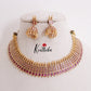 Trendy  Kerala Design Ruby Palakka Choker with Earrings NC2391