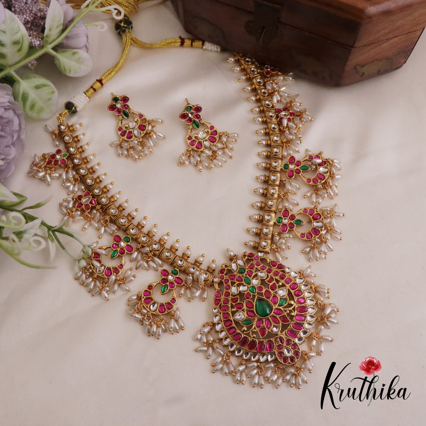 Beautiful AD Guttaposalu Kundan Jadau Necklace NC2347