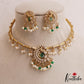 Elegant Peacock Motifs CZ Hasli Choker With Rice Pearl Drops NC3075 (Available In 2 Colors)