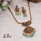 Simple Trendy Jadau Peacock Pendant Necklace with Green Beads Drops NC2381 (Available in 3 Colours)