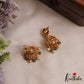Beautiful Antique Floral Lakshmi Motifs Jhumkas With Pearl Bead Drops E1174