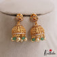 Beautiful Antique Floral Lakshmi Motifs Jhumkas With Pearl Bead Drops E1174