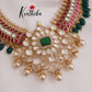 Premium Jadau Choker with Green Beads & Pearl Drops NC2383