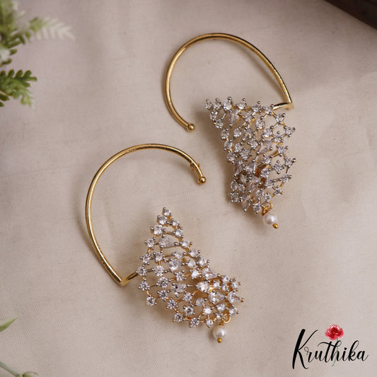 Elegant Teardrop Motifs Gold-Tone AD Ear Cuff E1176