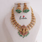 Elegant Peacock Lakshmi Jadau Necklace with Green Beads Drops NC2395