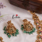 Elegant Peacock Lakshmi Jadau Necklace with Green Beads Drops NC2395